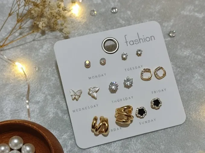 Greday earring set on display